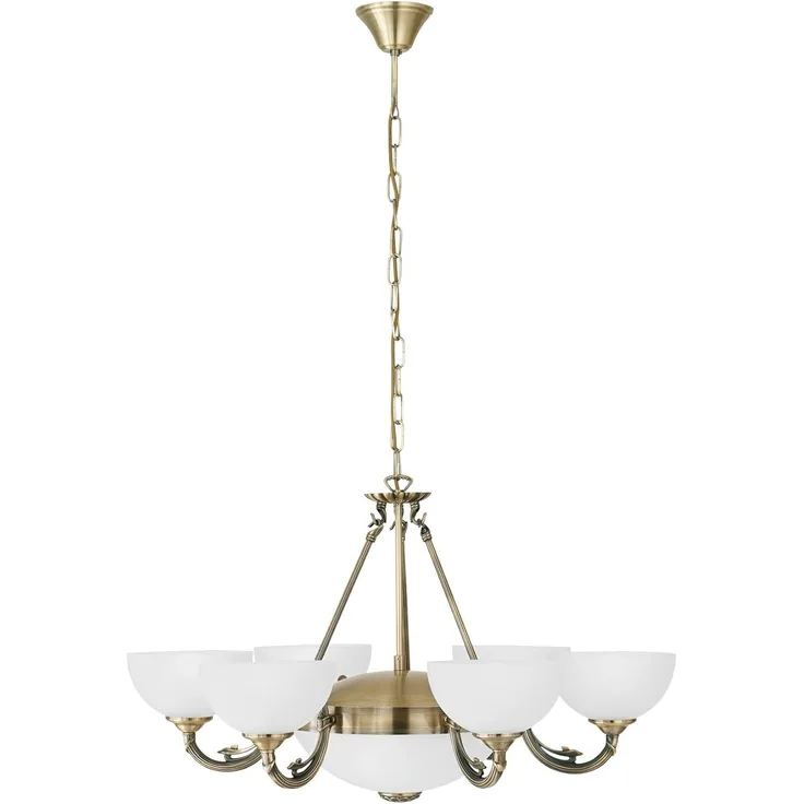 Eglo 82749 Hängeleuchte Modern Klassik SAVOY Metallguss brüniert, Glas satiniert weiß E14,E27 max. 6X40W,2X40W dimmbar