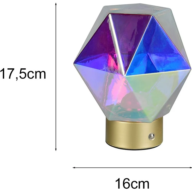 Kleine ausgefallene Akku Tischleuchte Glas bunt, USB aufladbar, Höhe 17,5cm – Bild 4
