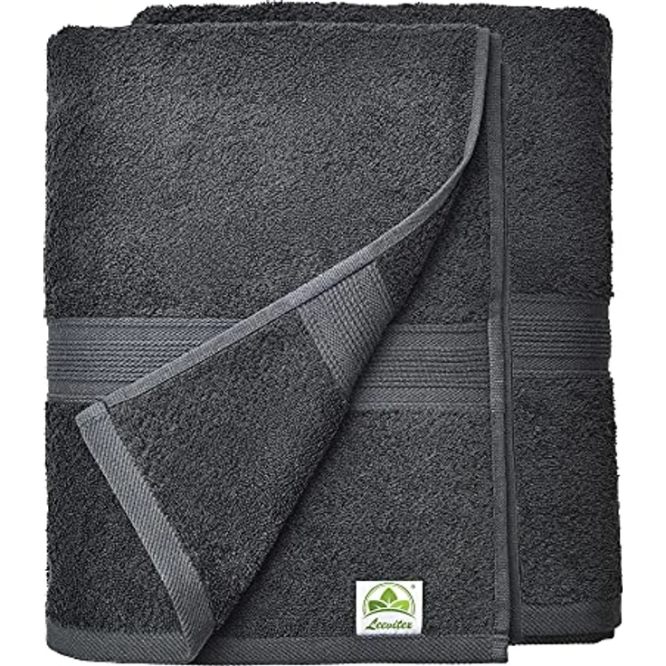 leevitex® Saunatuch Frottee XXL, (2-St), 80 x 200 cm, extra groß & saugfähig, Schwarz – Bild 9
