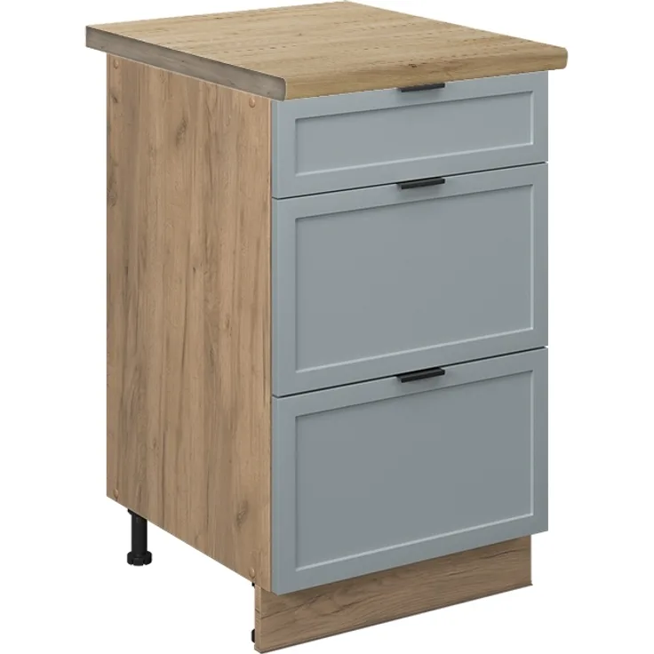 Küchenunterschrank Fame-Line Hellblau-grau 50 cm , AP Eiche Vicco