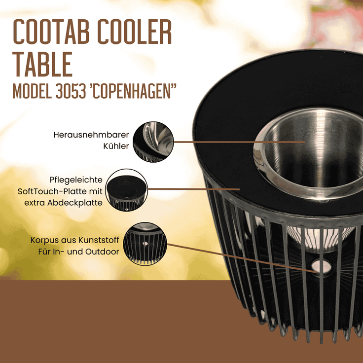 COOTAB Cooler Table COPENHAGEN 4-in-1 Loungetisch mit Edelstahl-Weinkühler – Bild 3