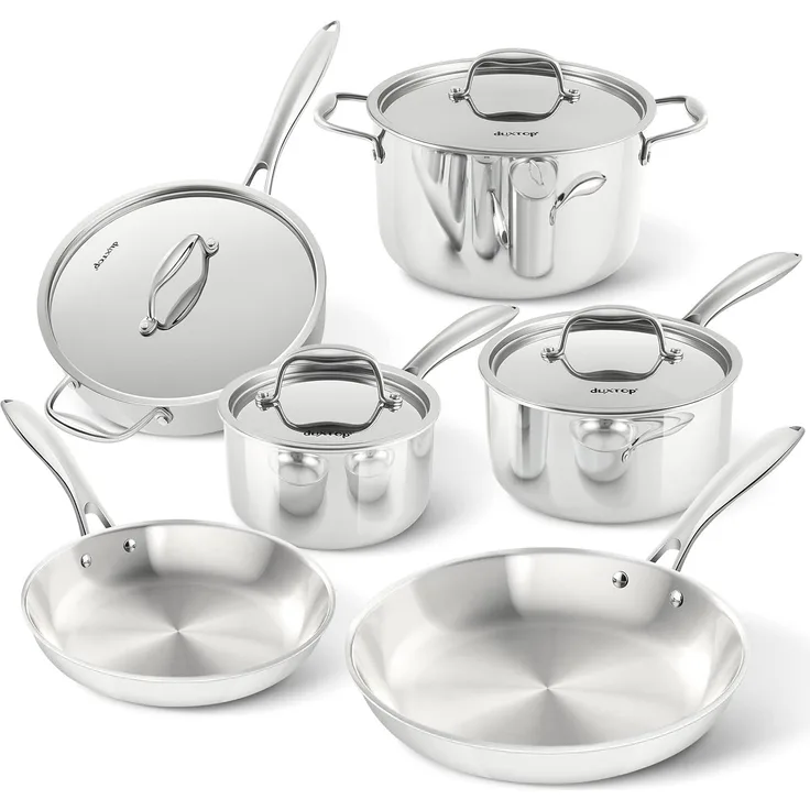 Duxtop Profi Edelstahl Induktion Kochgeschirr Set Schlaggebundene Technologie 10-tlg.