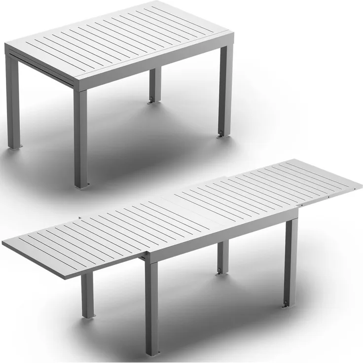 JUMMICO Gartentisch Ausziehbar aus Aluminium, Wetterfester & Kratzfester Tisch mit Sicherheitsauszug, Leichter Esstisch für Balkon, Terrasse und Garten