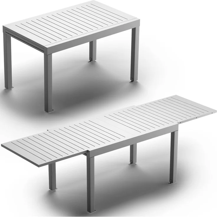 JUMMICO Gartentisch Ausziehbar aus Aluminium, Wetterfester & Kratzfester Tisch mit Sicherheitsauszug, Leichter Esstisch für Balkon, Terrasse und Garten