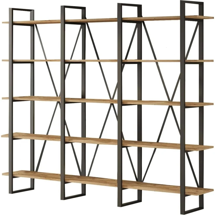 Dmora Bücherregal Albayt, Büroregal, Bücherregal, Bibliothek, 220 x 34 x 180 cm, Eiche – Bild 9