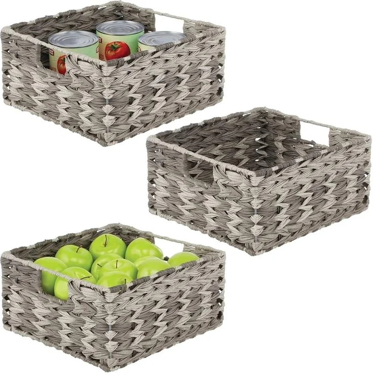 mDesign Aufbewahrung Flechtkorb Schrankkorb Regalbox Organizer 3er Set Grau Mix – Bild 9