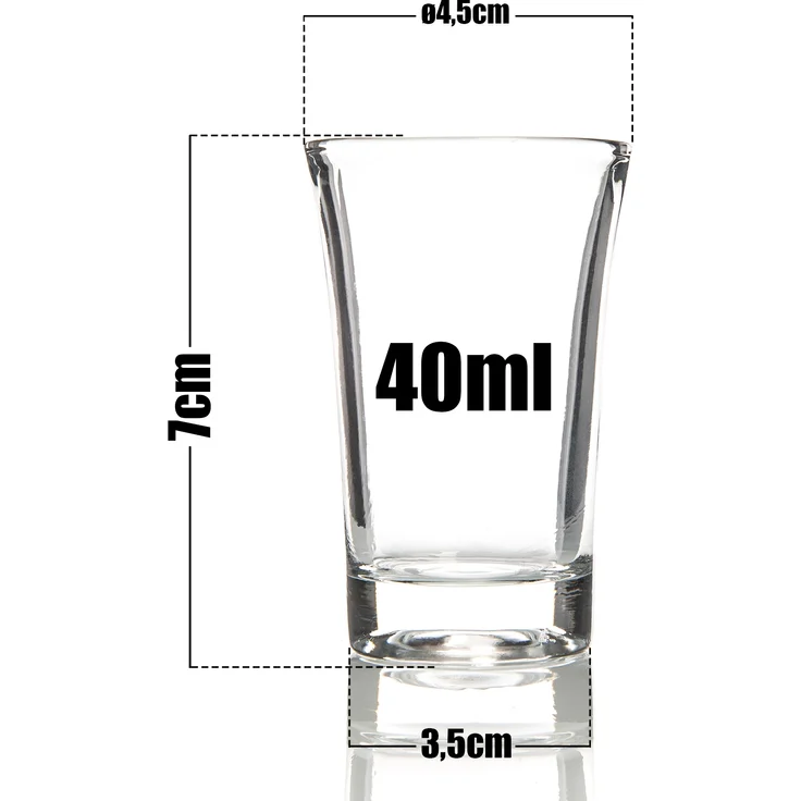 BigDean 6er Set Schnapsgläser 4cl - Shotgläser aus Glas - Spülmaschinenfest - Shot Gläser für Wodka, Ouzo, Sambuca, Tequila, etc. - Pinnchen, Stamperl, Schnapsbecher – Bild 5