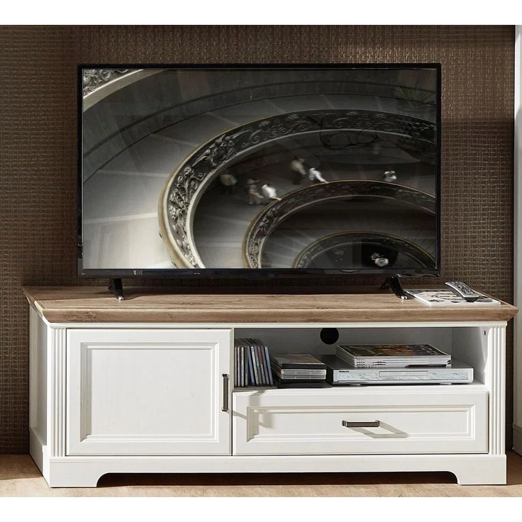 TV Lowboard JASMIN 143 cm Pinie weiß Nachbildung – Bild 5