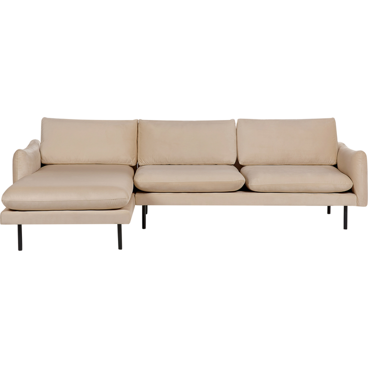 Ecksofa 4-Sitzer VINTERBRO Samtstoff Beige rechtsseitig