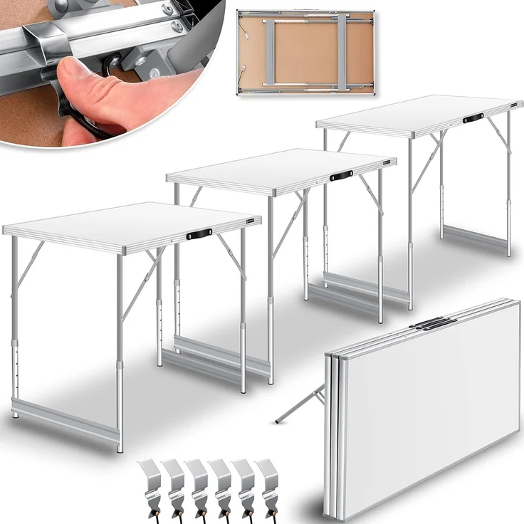 KESSER® Multifunktionstisch Profi 3- teilig, 100x60 cm, Tapeziertisch 30kg Tragkraft je Tisch Mit Ausziehfunktion Klapptisch Flohmarktisch Beistelltisch Mehrzwecktisch Campingtisch höhenverstellbar – Bild 1
