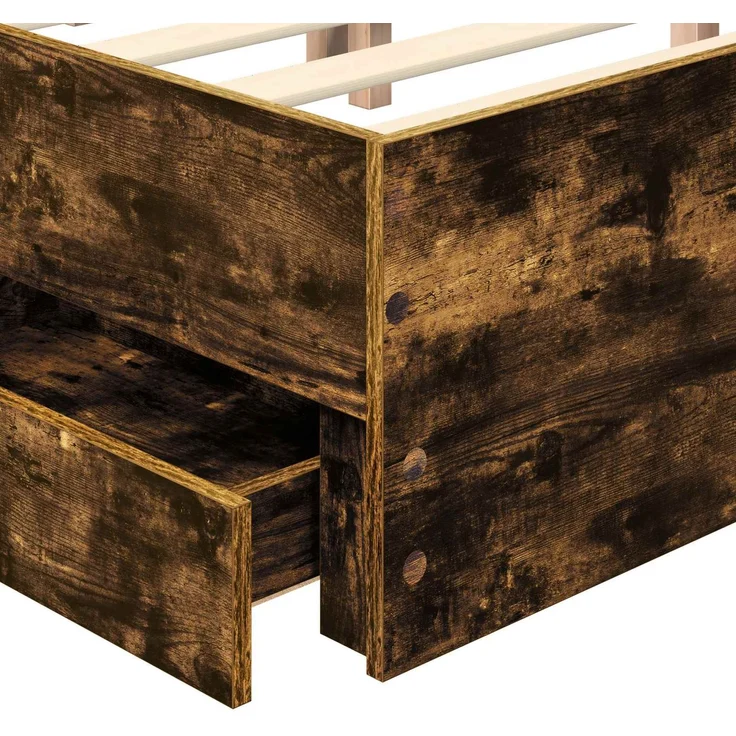 vidaXL Bettrahmen Räuchereiche 150 x 200 cm Ingenieurs Holz 3411826 – Bild 11