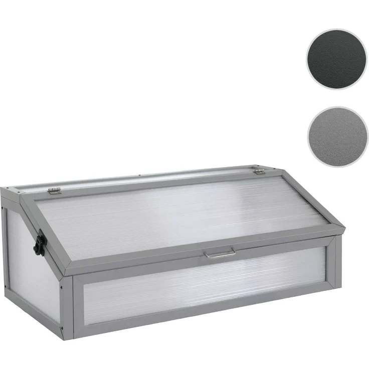 Frühbeetaufsatz HWC-R37, Gewächshaus Pflanzbeetaufsatz Beetabdeckung Stahl Polycarbonat 36 x 100 x 50 cm ~ grau – Bild 9