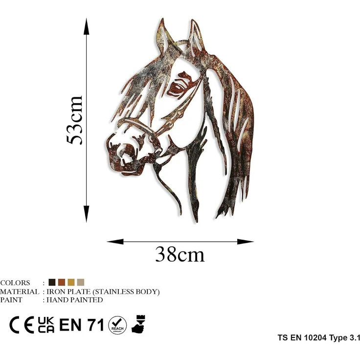 Wallity 'Horse - 3' Dekoratives Wandaccessoire aus Metall, Mehrfarbig, 53 x 38 cm – Bild 7