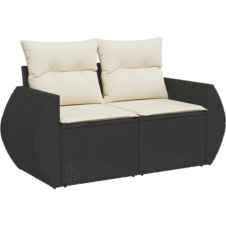 vidaXL Sofa Set 5 stk. Schwarz und Cremeweiß Polyrattan und Stahl 3447889 – Bild 3