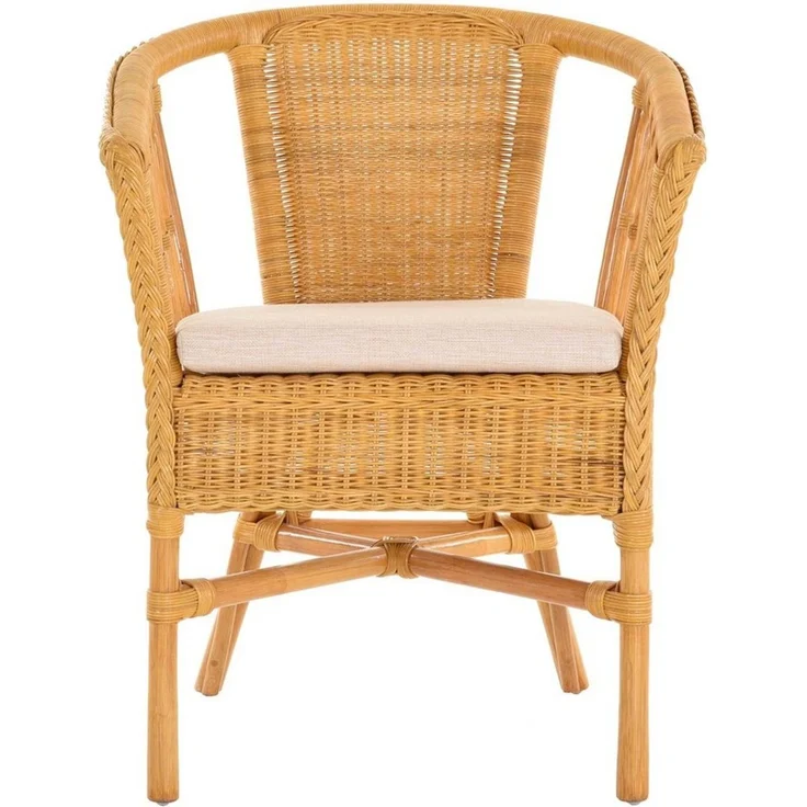 Krines Home Sessel Stapelbarer Rattansessel Bistro Sessel mit Armlehnen Flechtsessel (Sessel nach Auswahl ohne oder mit Polster), in Handarbeit geflochten, Rattanstuhl, Rattan Stuhl – Bild 1