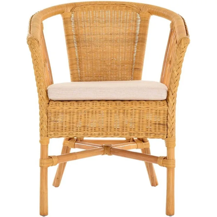 Krines Home Sessel Stapelbarer Rattansessel Bistro Sessel mit Armlehnen Flechtsessel (Sessel nach Auswahl ohne oder mit Polster), in Handarbeit geflochten, Rattanstuhl, Rattan Stuhl