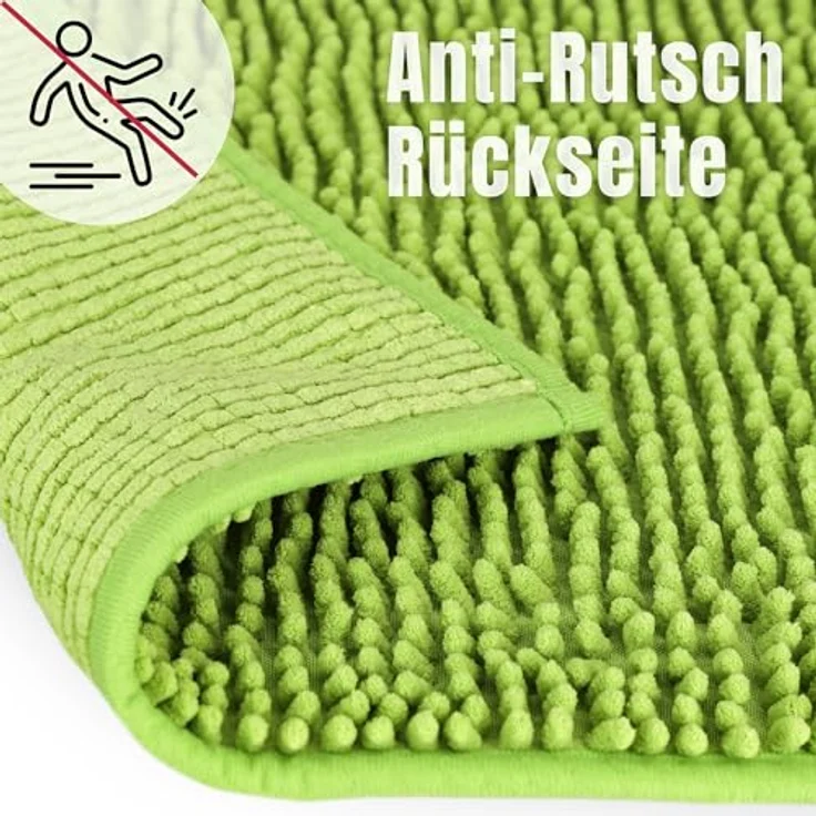 WohnDirect Badematte 45x45 cm MIT WC Ausschnitt | Grün - rutschfest & Waschbar - Badezimmerteppich zum Set kombinierbar, Badvorleger, WC Garnitur, Badteppich – Bild 6