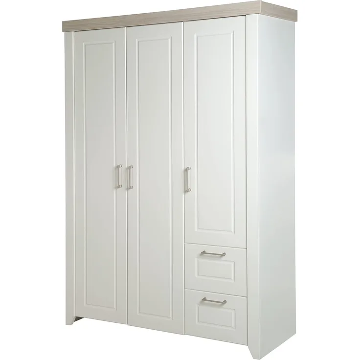 roba Kinderkleiderschrank 3-türig 'Felicia' - Schrank im Landhausstil - Weiß / Dekor Luna Elm
