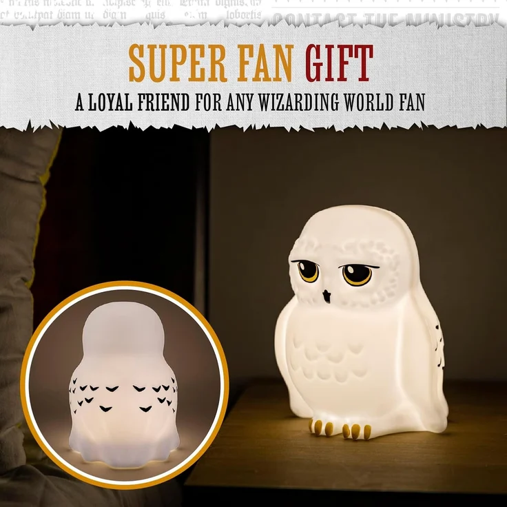 Harry Potter Hedwig Nachtlicht - Offiziell lizenziertes Harry Potter Dekogeschenk, tragbares Stimmungslicht für Kinder, batteriebetrieben, Black – Bild 4