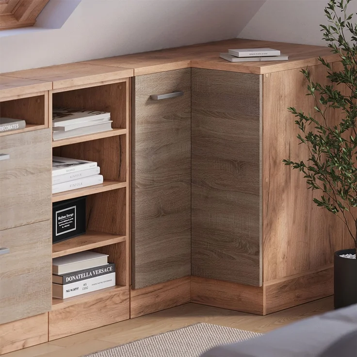 Dachschrägenschrank Eckschrank Rion Sonoma 75.6 x 81.6 cm mit 1 Tür, Schrankkorpus 60 cm Tiefe Vicco – Bild 6