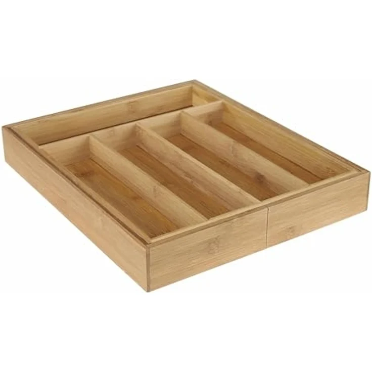 HI ausziehbarer Besteckkasten 31 - 48 x 37 x 5,3 cm aus Bambus-Holz 28578 – Bild 3