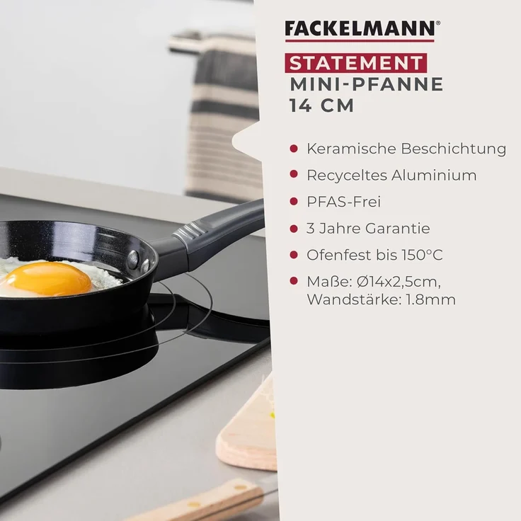 FACKELMANN Bratpfanne Pfanne 14cm Statement – Keramik-Antihaft, Aluminium, Induktion – Bild 3