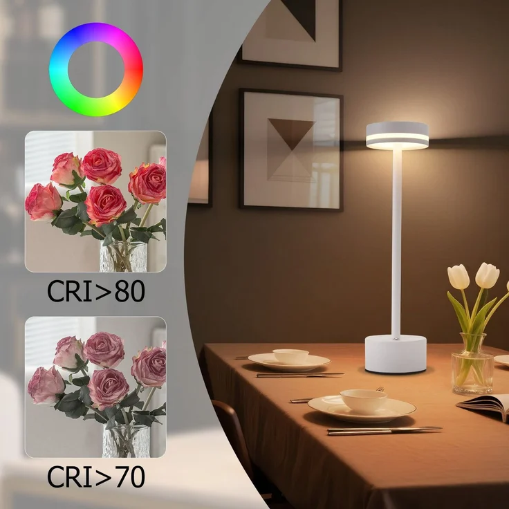 ZMH Tischlampe Kabellos LED Tischleuchte Akku - Nachttischlampe Dimmbare mit USB-C Aufladbar Batterie Touch- Lampe Weiß Tischlampen -für Schlafzimmer Esszimmer Büro – Bild 5