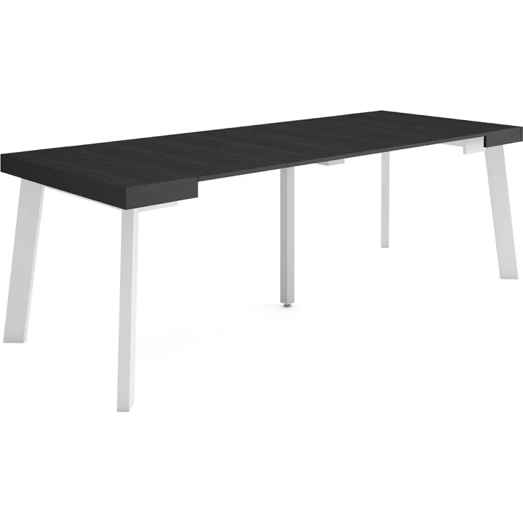 Skraut Home | Ausziehbarertisch | Multifunktionaler ausziehbarer | 220 | Für 10 Gäste | Hölzerne Beine | Moderner Stil | Schwarz