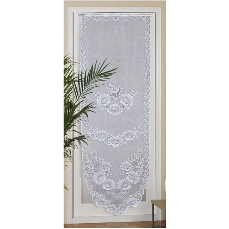Arsvita Panneaux Blumen Mona mit Stickerei, Schlaufen, transparent, Türpanneaux 180x60cm Stangendurchzug, Voile Kurzgardine Bistrogardine – Bild 4