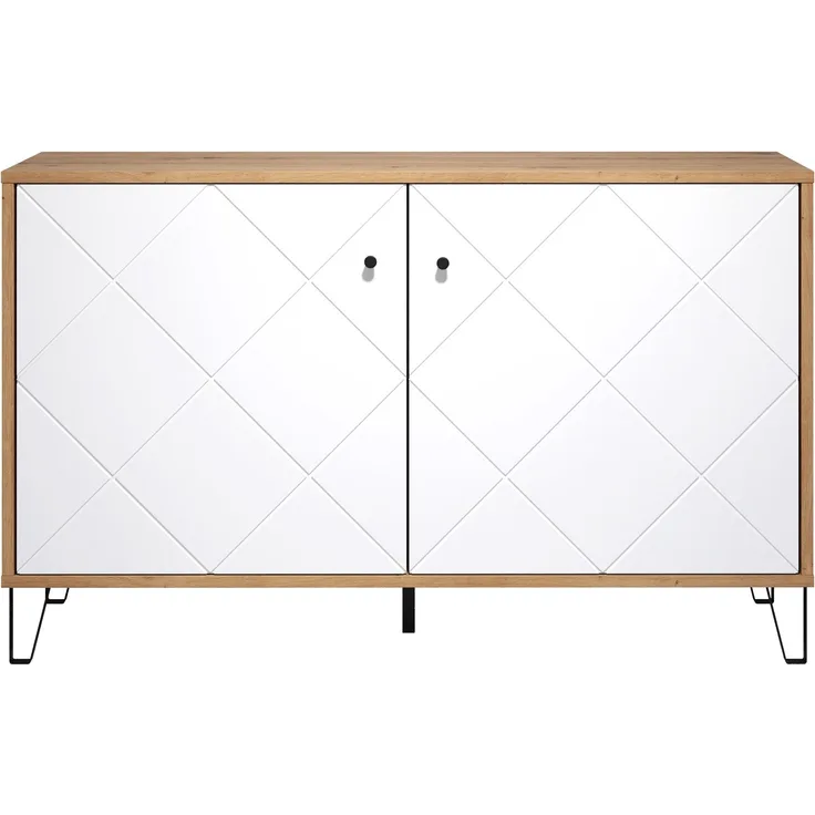 Kommode Touch in weiß matt und Eiche Artisan 123 cm