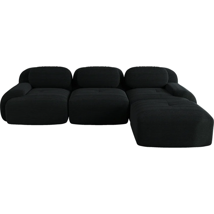 Ecksofa, Modulares ohne Montage ergonomisch und haustierfreundlich aus Cordstoff mit extra-breiten Armlehnen 32D hochelastische Polsterung für Wohnzimmer und Schlafzimmer, Cordstoff, Black – Bild 4