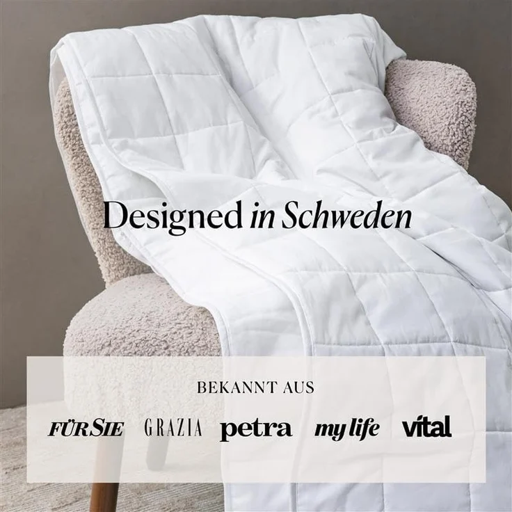 CURA Pearl Classic Gewichtsdecke 150x210 9kg - Anti Stress Therapiedecke - Schwere Decke für tiefen Schlaf und bessere Erholung - Schwere Bettdecke aus 100% Baumwolle - Heavy Weighted Blanket – Bild 8