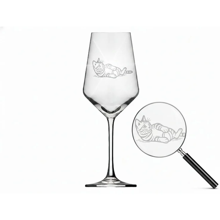 Valhalla Weinglas Gravur Katze 350ml spülmaschinenfest, 1-tlg, Glas, Atemberaubende Darstellung – Bild 1