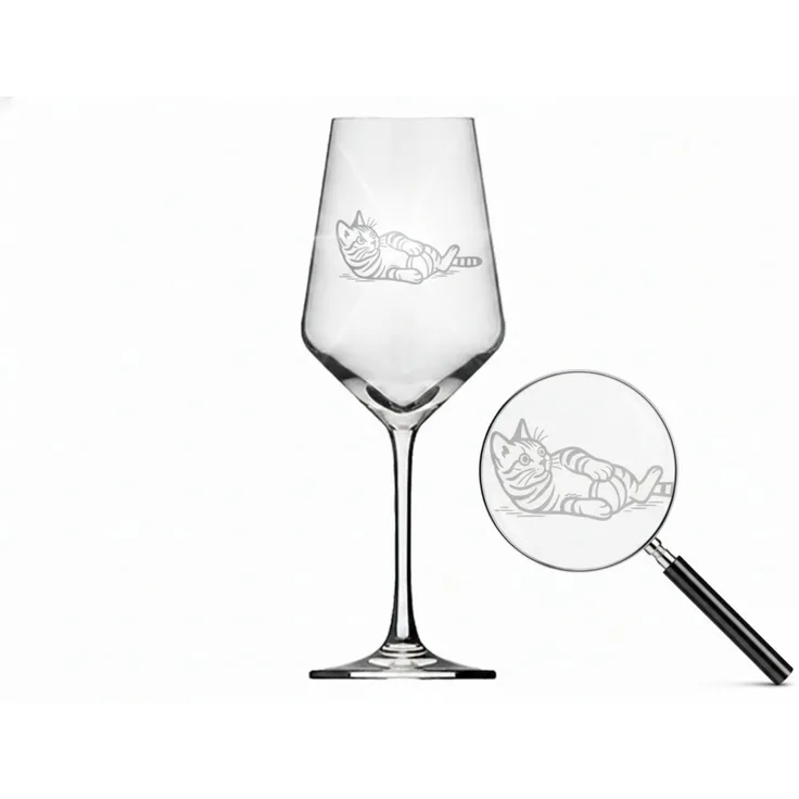 Valhalla Weinglas Gravur Katze 350ml spülmaschinenfest, 1-tlg, Glas, Atemberaubende Darstellung