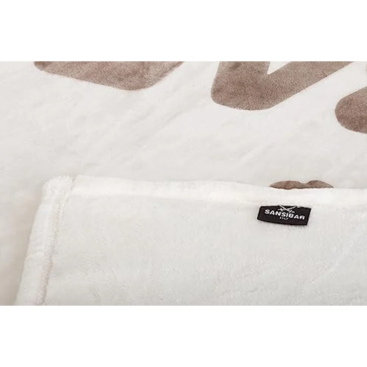 Sansibar 'Sylt' Wohndecke, Mikrofaser Fleece offwhite/taupe, 150 x 200 cm – Bild 5