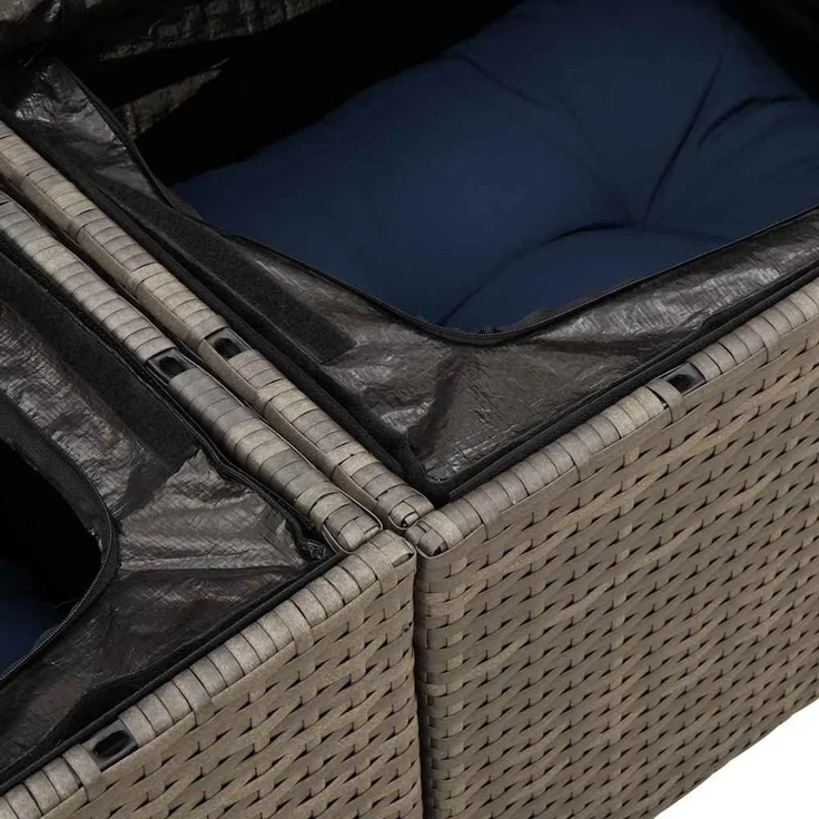 vidaXL Gartensofa-set mit Kissen mit Speicher 4 pcs Grau Poly-Rattan 3353984 – Bild 8