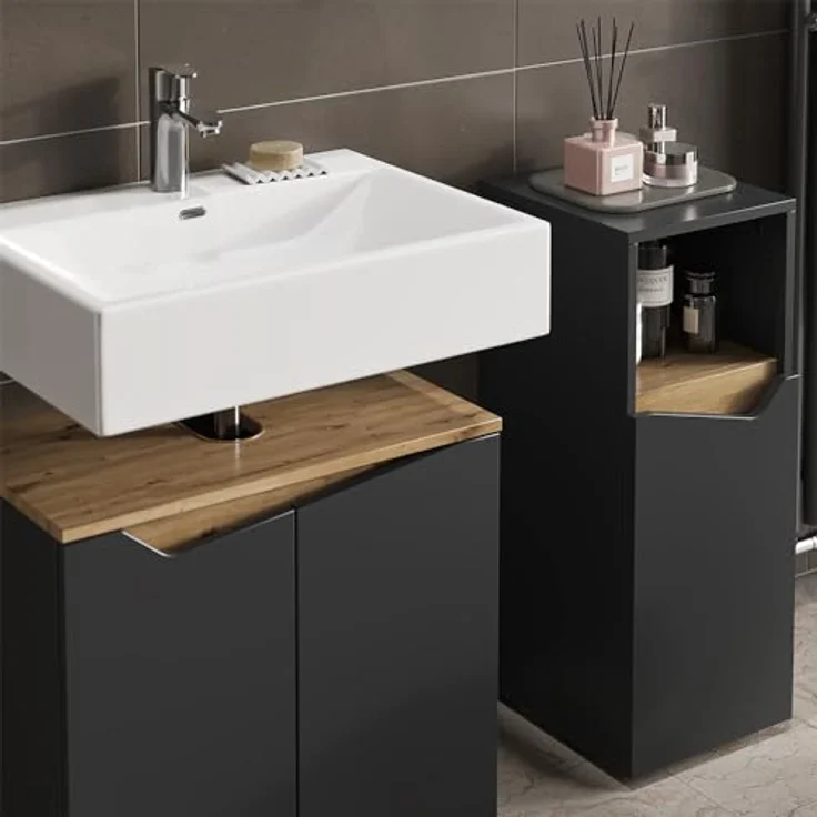 Badmöbel-Set Marelle Anthrazit 4 Teile Vicco – Bild 6
