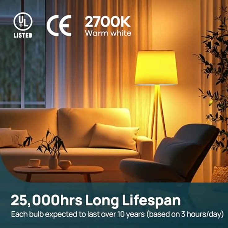 Linkind Dimmbar E27 LED Lampe 7.3W (ersetzt 60W), 2700K Warmweiß 806Lm A60 Edison Birne mit 220°, Dimmbar E27 Leuchtmittel, matt, 6 Stück – Bild 5
