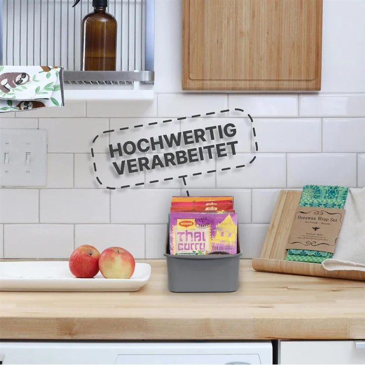 Küchen Organizer mit 3 Fächern ( Anthrazit ) - Aufbewahrungsbox für Tütensuppen, Gewürzmischungen uvm. Ordnungssystem für Lebensmittel Kunststoff – Bild 3