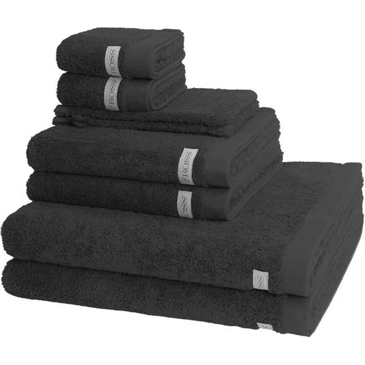 Ross Sinfonie 8 tlg. Frottier-Set - 2 X Handtuch (50 X 100cm), 2 X Duschtuch (70 X 140cm), 2 X Gästetuch (30 X 50cm), 2 X Waschhandschuh (16 X 22cm) - 500 g/m2 - Schiefer