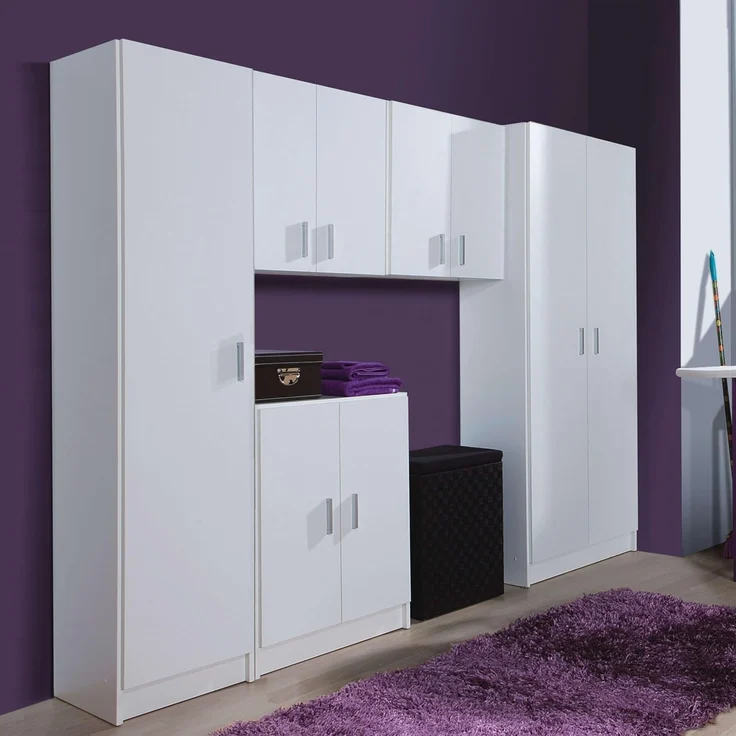 Habitdesign, Hängeschrank – kompakter Mehrzweckschrank in Mattweiß mit 2 Türen und Regalfächern, ideal für Bad, Küche oder Waschküche, Maße: 59 x 60 x 26,5 cm (B x H x T) – Bild 8