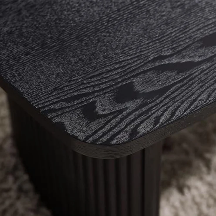 Julian Bowen Louis, kompakter, schwarzer, geriffelter Couchtisch, Eschenholz, 90x50 cm – Bild 6