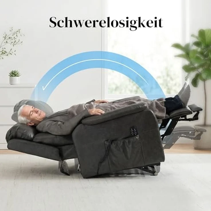 HOMCOM Relaxsessel Fernsehsessel mit Rollen (Ruhesessel, 1-St, Gepolsterter TV-Sessel), Mit Aufstehhilfe, elektrisch verstellbar, Zero-Gravity-Position – Bild 5