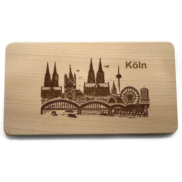 eXODA Frühstücksbrett Frühstücksbrettchen Motiv Kölner Wahrzeichen aus echtem Buchenholz, Holz, (Holzbrett mit Gravur, 1-St) – Bild 2