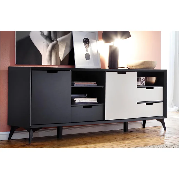 Sideboard >Nemea< in Grau matt - 180x73x40cm (BxHxT)