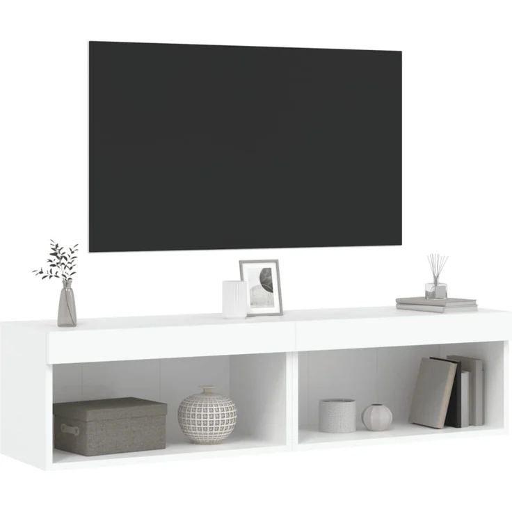 2 pcs TV-Schrank, Lowboard mit LED-Leuchten Weiß 60x30x30 cm – Bild 6