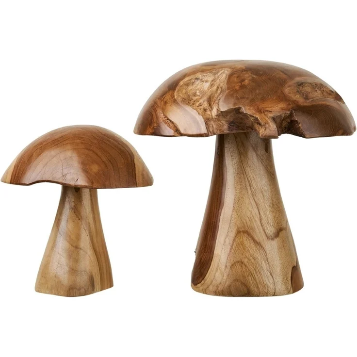 2er Set Teak-Deko-Pilze JAMUR 35cm nachhaltige natürliche Holzdeko Garten – Bild 5