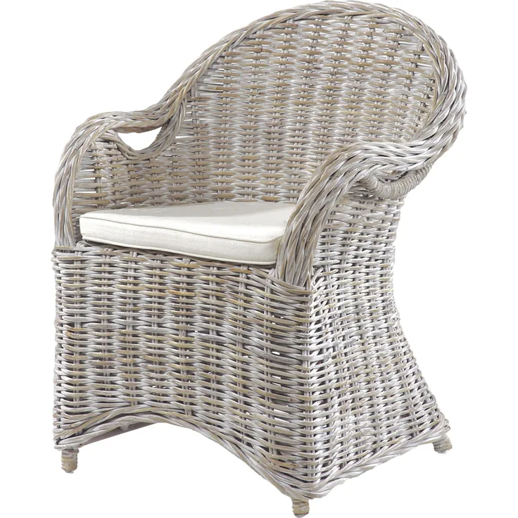 Korb Sessel BREST Natur Rattan weiß Relaxsessel Fernsehsessel Wohnzimmer Indoor