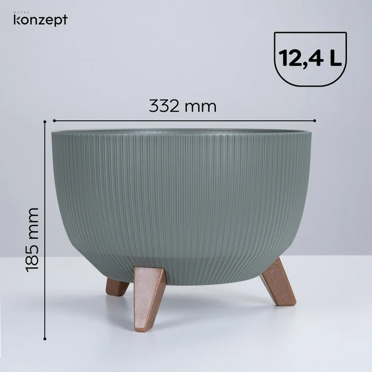 KONZEPT Blumentopf Pflanzenschale mit Füßen 33 cm, Pflanzkübel Groß Außen, Blumentopf Kunststoff, UV-Beständig, Wetterfest, Mit Wasserablauf – Bild 2