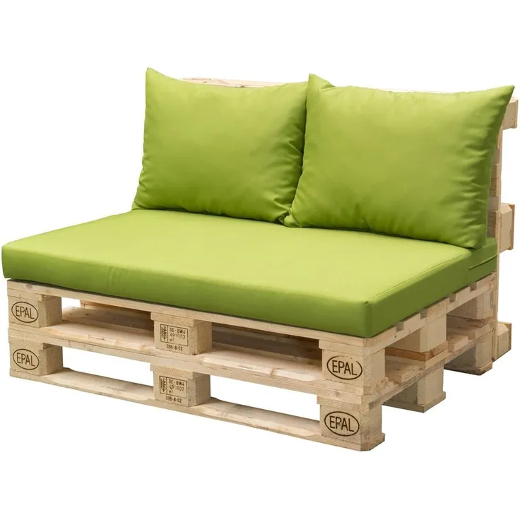 Doppler Palettenkissen Hit 1x Sitz ca. 120 x 80 x 10 cm, 2x Rückenkissen je ca. 60 x 45 x 12 cm, D7836 fresh green